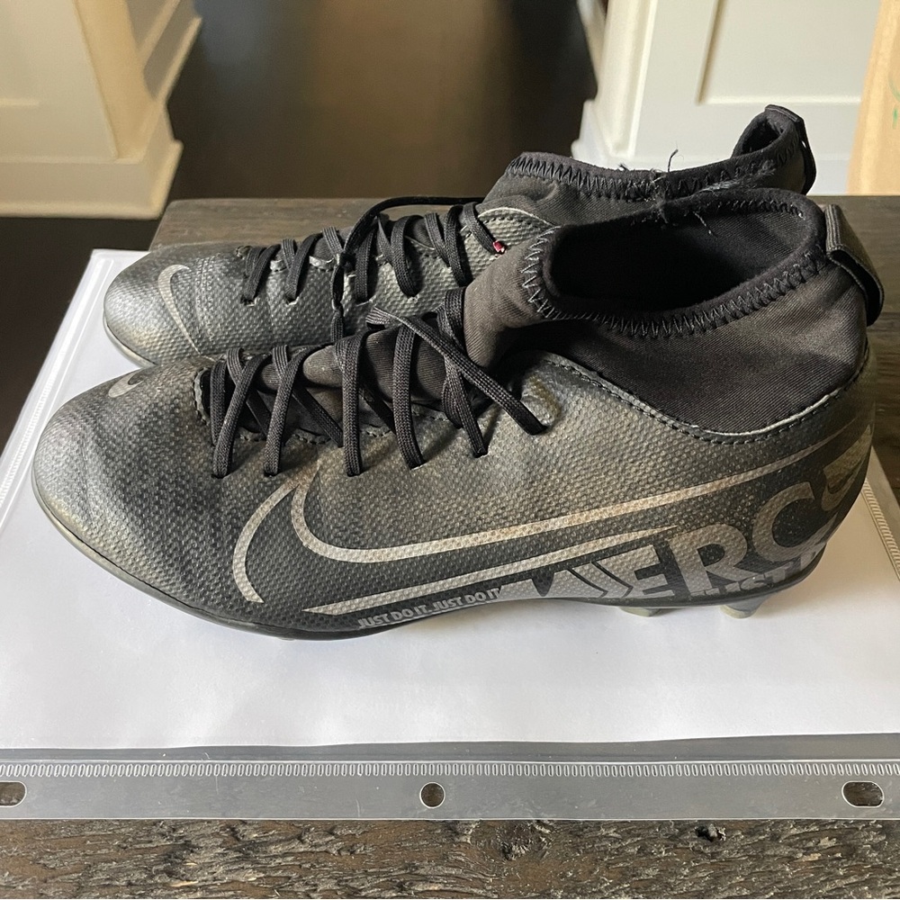 Nike Mercurial Black Soccer Cleats - youth sizing